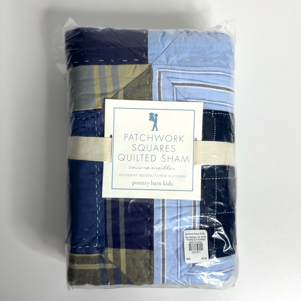POTTERY BARN KIDS Patchwork Squares Quilted Sham NEW